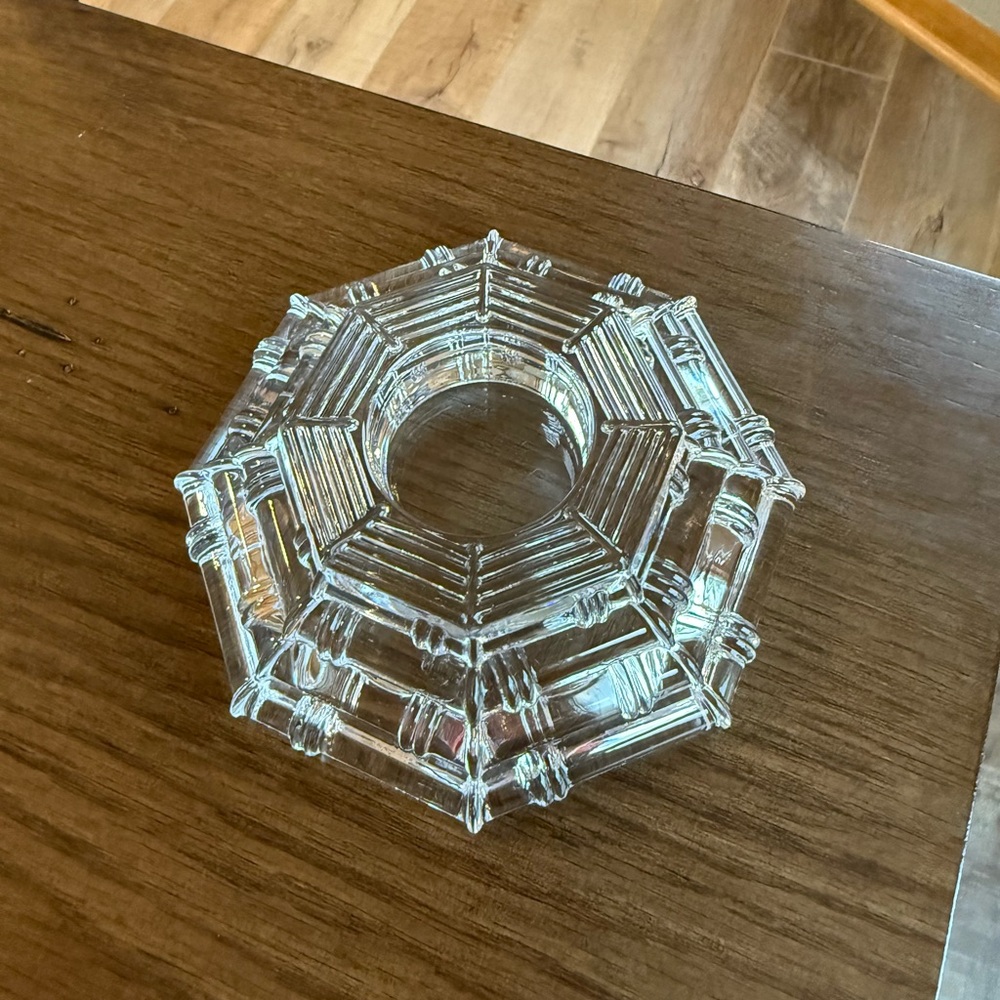 Vintage Art Deco Pressed Glass Candle Holder With Two Sided Versatility